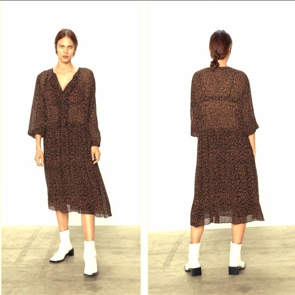 NWT Zara Ruffled Animal Print Dress - Picture 11 of 11